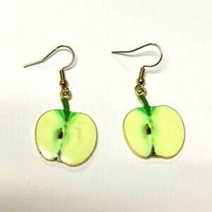 Handmade Green Apple Slice Earrings